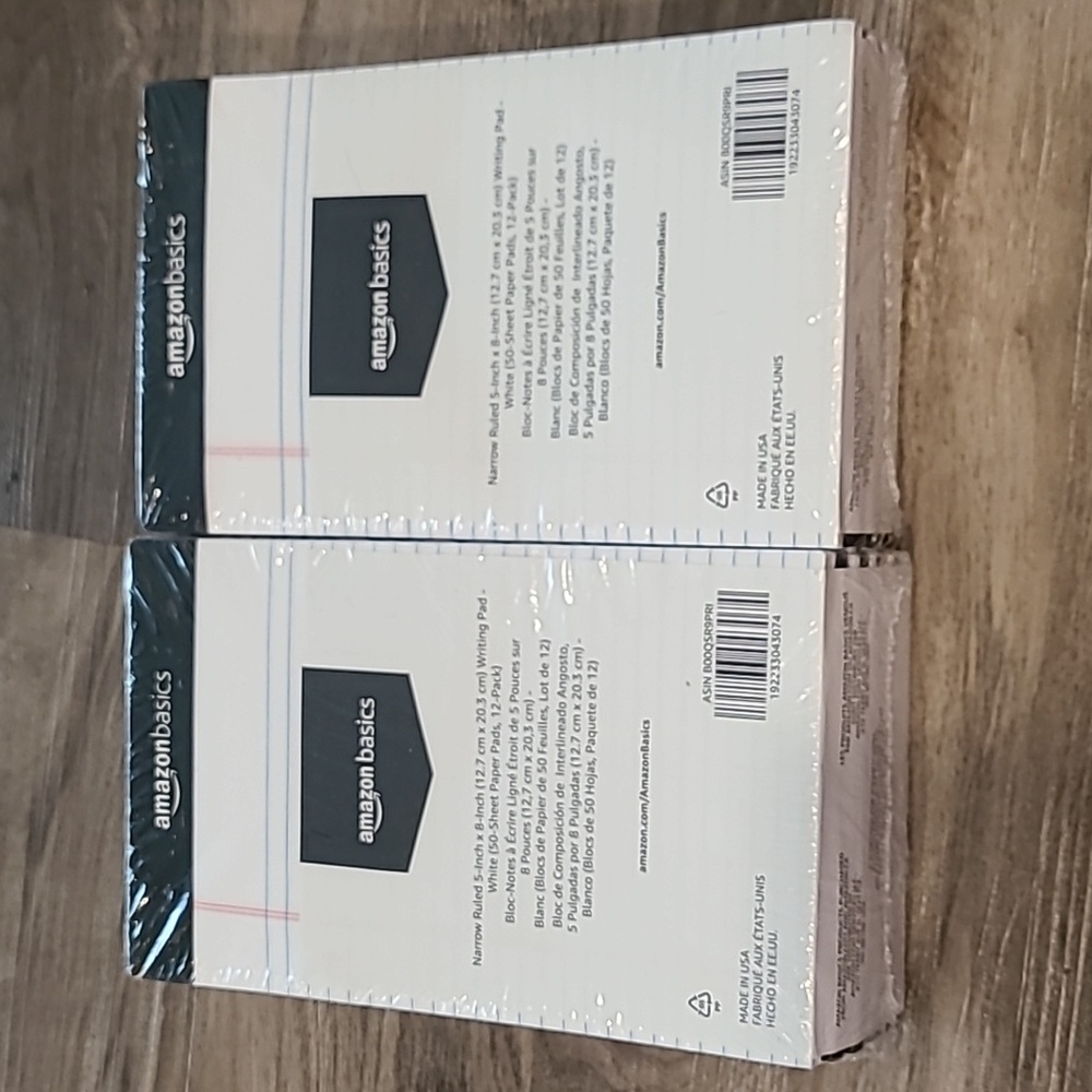 Amazon Basics Narrow Ruled Lined Writing Note Pad, 5 inch x 8 inch, White, 24 ct